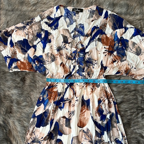 Lulu's Loveliest Of All White Blue Floral Lace Up Maxi Dress Size Small - Picture 11 of 13